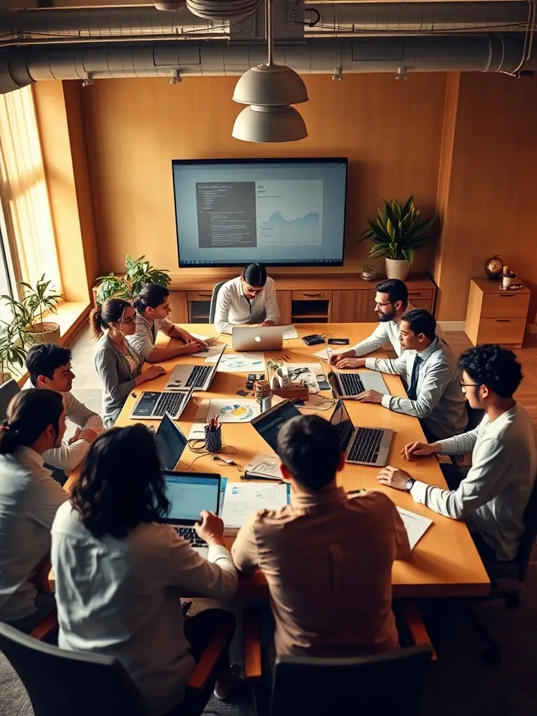 A team of data scientists collaborating on AI model development.